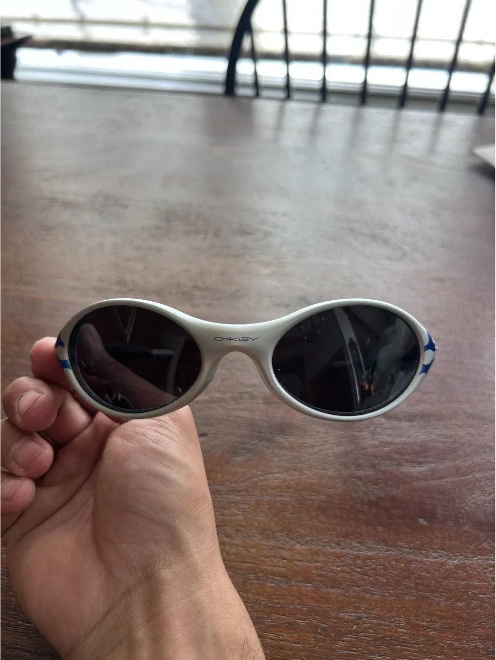 Silver and Blue Oval Sunglasses